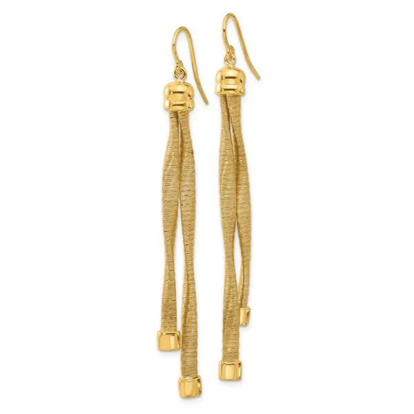 Leslie's Sterling Silver Gold-plat Twist Texture Wrapped 2-strand Earrings Image 2 Diny's Jewelers Middleton, WI