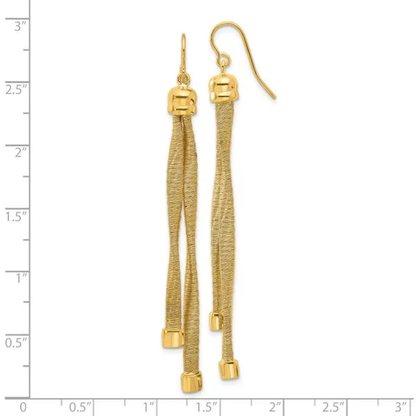Leslie's Sterling Silver Gold-plat Twist Texture Wrapped 2-strand Earrings Image 4 Trenton Jewelers Ltd. Trenton, MI