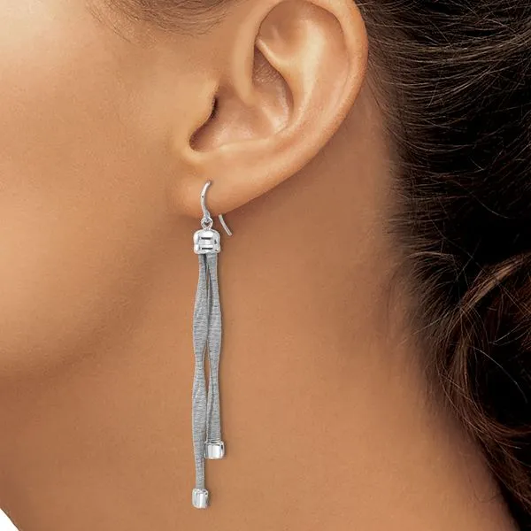 Leslie's Sterling Silver Rh-pl Twist Texture Wrapped 2-strand Twist Earring Image 3 Graham Jewelers Wayzata, MN