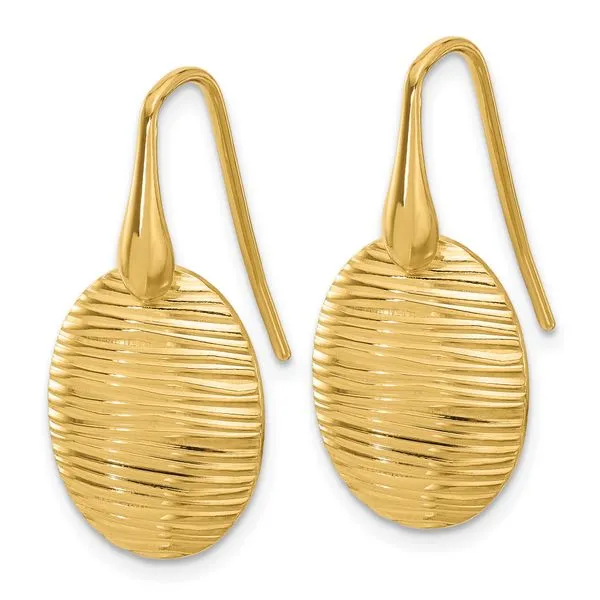 Leslie's Sterling Silver Gold-tone Polished/Textured Oval Dangle Earrings Image 2 Spath Jewelers Bartow, FL
