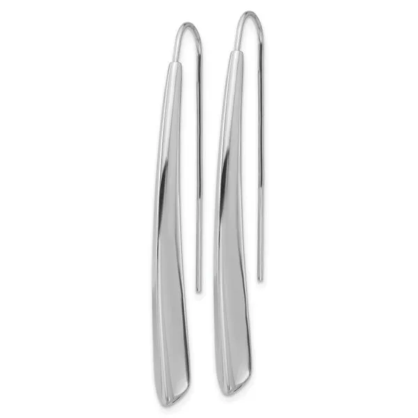 Leslie's Sterling Silver Rhodium-plate Polished Drop Bar Threader Earrings Image 2 Jewelry Design Studio Jensen Beach, FL