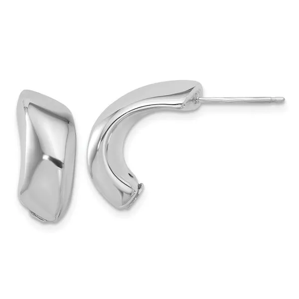 Leslie's Sterling Silver Rhodium-plated Polished J-Hoop Earrings Atlanta West Jewelry Douglasville, GA