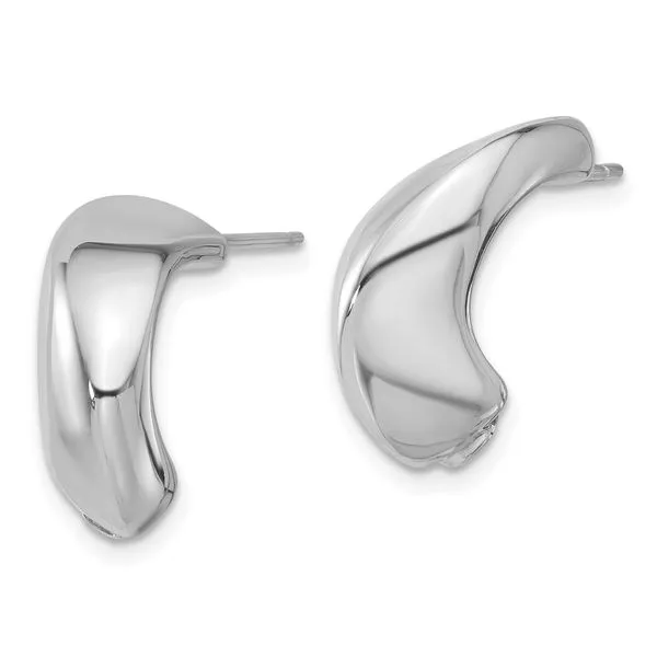 Leslie's Sterling Silver Rhodium-plated Polished J-Hoop Earrings Image 2 Albert's Jewelers Kingsland, GA