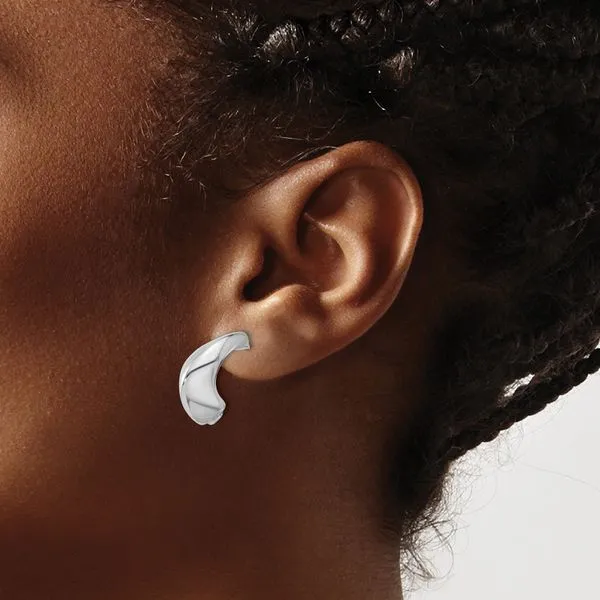 Leslie's Sterling Silver Rhodium-plated Polished J-Hoop Earrings Image 3 Atlanta West Jewelry Douglasville, GA