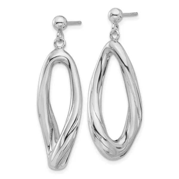 Leslie's Sterling Silver Rhodium-plated Polished Dangle Post Earrings Image 2 Mitchell's Jewelry Norman, OK