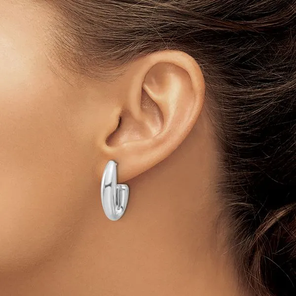 Leslie's Sterling Silver Rhodium-plated Polished J-Hoop Earrings Image 3 Jewelry Design Studio Jensen Beach, FL