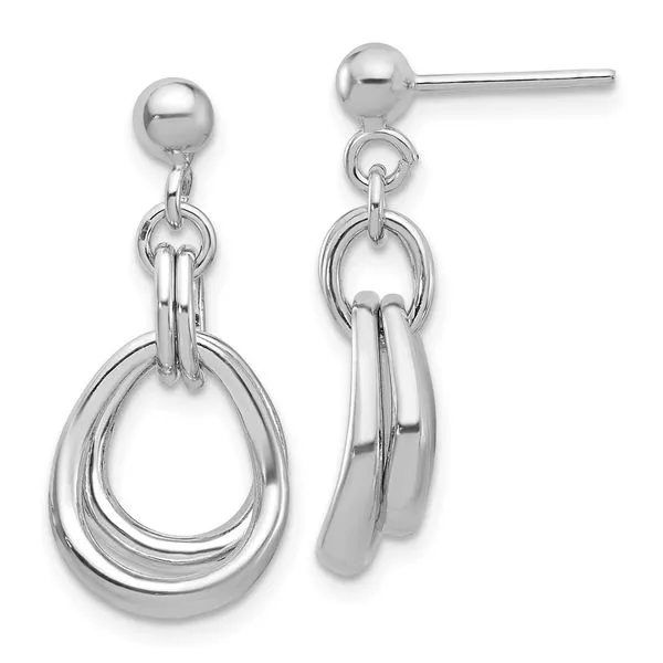 Leslie's Sterling Silver Rhodium-plated Polished Post Dangle Earrings Diny's Jewelers Middleton, WI