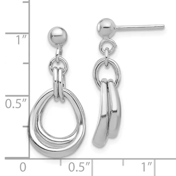 Leslie's Sterling Silver Rhodium-plated Polished Post Dangle Earrings Image 3 Jewelry Design Studio Jensen Beach, FL
