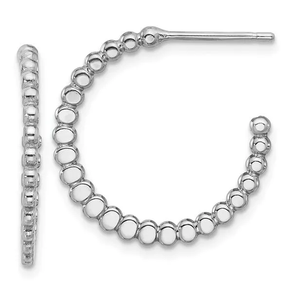 Leslie's Sterling Silver Rhodium-plated Polished J-Hoop Earrings Gaines Jewelry FLINT, MI
