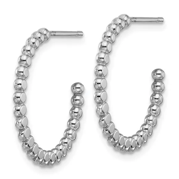 Leslie's Sterling Silver Rhodium-plated Polished J-Hoop Earrings Image 2 Gaines Jewelry FLINT, MI