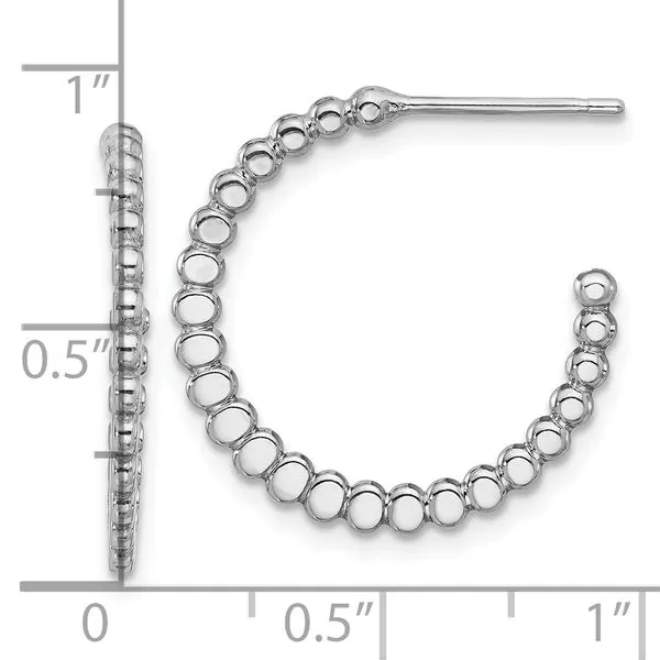 Leslie's Sterling Silver Rhodium-plated Polished J-Hoop Earrings Image 3 Gaines Jewelry FLINT, MI