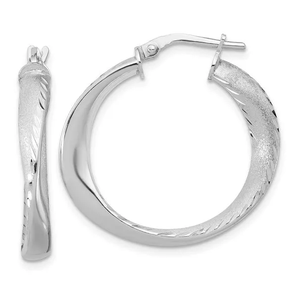 Leslie's Sterling Silver Rhodium-plated Polished Hoop Earrings Jewelry Design Studio Jensen Beach, FL