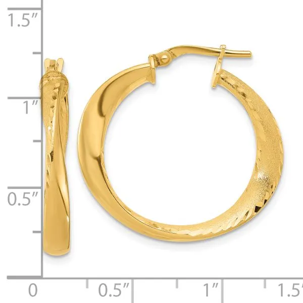Leslie's Sterling Silver Gold-plated Polished Hoop Earrings Image 3 J. West Jewelers Round Rock, TX