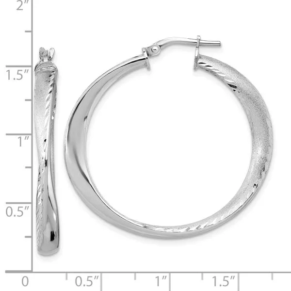 Leslie's Sterling Silver Rhodium-plated Polished Hoop Earrings Image 3 Johnson Jewellers Lindsay, ON
