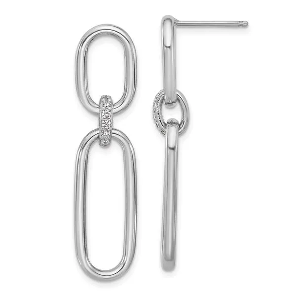 Leslie's Sterling Silver Rh-plated Polished CZ Dangle Post Earrings Boyd Jewelers Wesley Chapel, FL