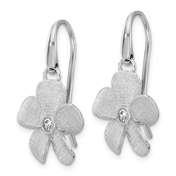Leslie's SS RH-plat Radiant Essence Pol/Scratch CZ Flower Earrings Image 2 Mitchell's Jewelry Norman, OK