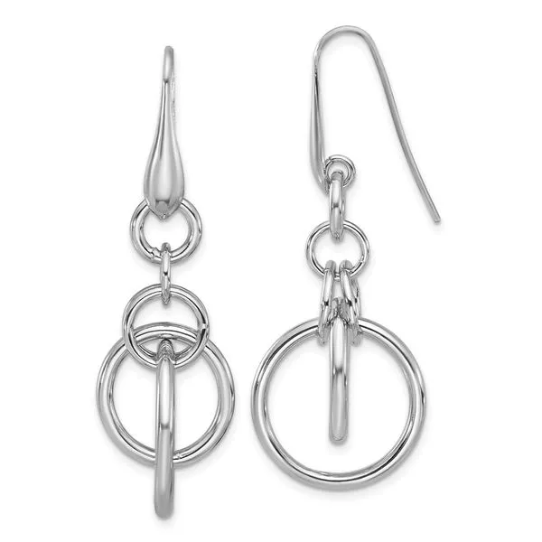Leslie's Sterling Silver Rhodium-plated Polished Circle Dangle Earrings Diny's Jewelers Middleton, WI