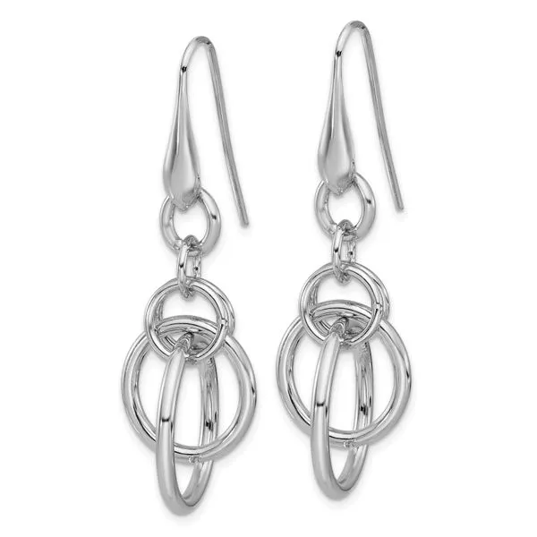 Leslie's Sterling Silver Rhodium-plated Polished Circle Dangle Earrings Image 2 Mitchell's Jewelry Norman, OK