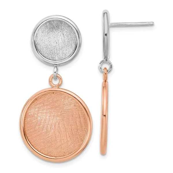 Leslie's SS Rhodium/Rose-tone Radiant Essence Polished/Scratch Earrings Ask Design Jewelers Olean, NY