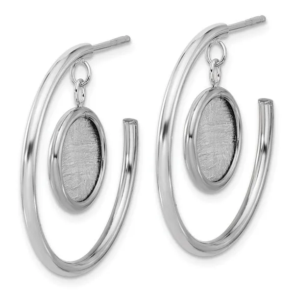 Leslie's Sterling Silver Rh-plated Radiant Essence Polished/Scratch Earring Image 2 Johnson Jewellers Lindsay, ON