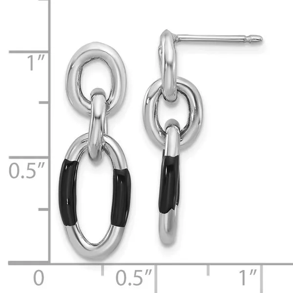 Leslie's Sterling Silver Rhodium-plated with Enamel Dangle Post Earrings Image 3 Gaines Jewelry FLINT, MI