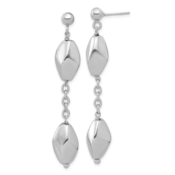 Leslie's Sterling Silver Rhodium-plated Polished Post Dangle Earrings Johnson Jewellers Lindsay, ON