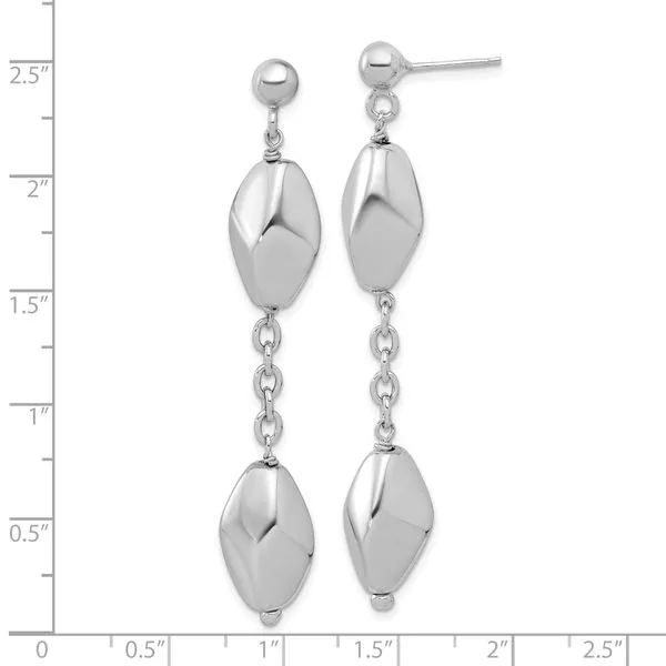 Leslie's Sterling Silver Rhodium-plated Polished Post Dangle Earrings Image 3 Diny's Jewelers Middleton, WI