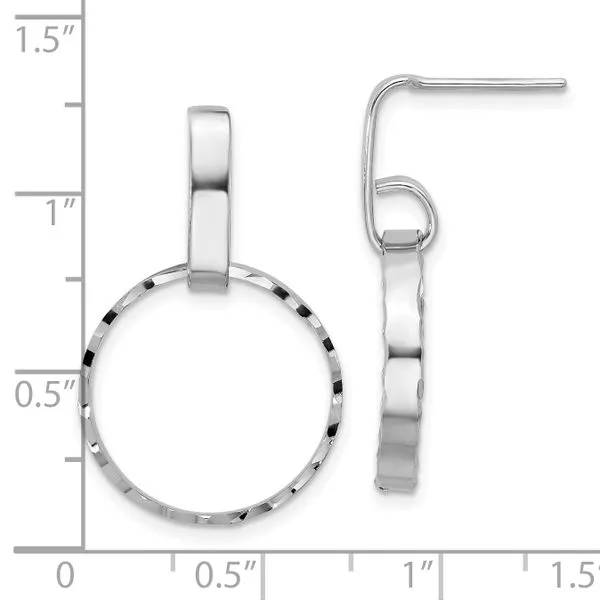 Leslie's Sterling Silver Rhodium-plated D/C Circles Post Dangle Earrings Image 3 Gaines Jewelry FLINT, MI