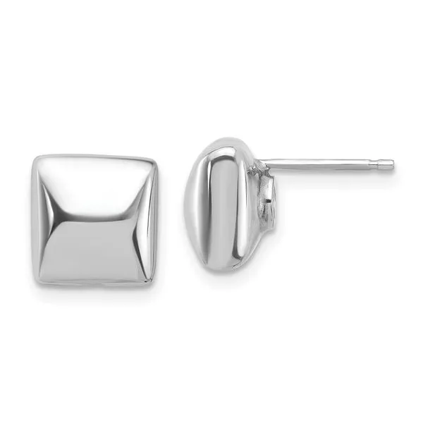 Leslie's Sterling Silver Rh-plat Polished Hollow Puffed Square Post Earring Tidwells of Greenwood Greenwood, SC
