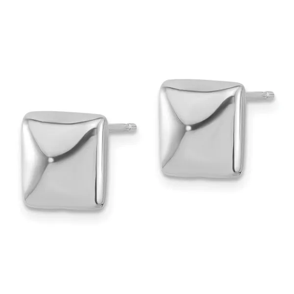 Leslie's Sterling Silver Rh-plat Polished Hollow Puffed Square Post Earring Image 2 Delfine's Jewelry Charleston, WV