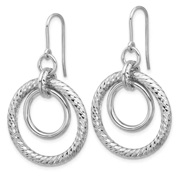 Leslie's Sterling Silver RH-pl Polish/Dia-cut Circles Dangle Earrings Image 2 Grayson & Co. Jewelers Iron Mountain, MI