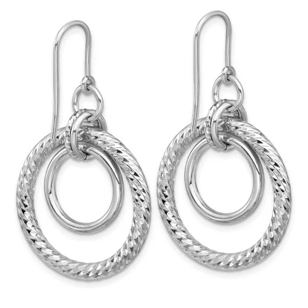 Leslie's Sterling Silver RH-pl Polish/Dia-cut Circles Dangle Earrings Image 3 Grayson & Co. Jewelers Iron Mountain, MI