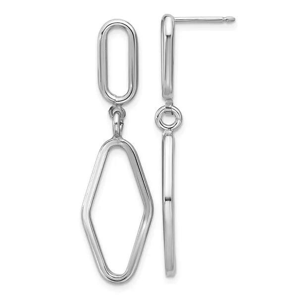 Leslie's Sterling Silver RH-plat Polish Geometric Dangle Post Earrings Spath Jewelers Bartow, FL
