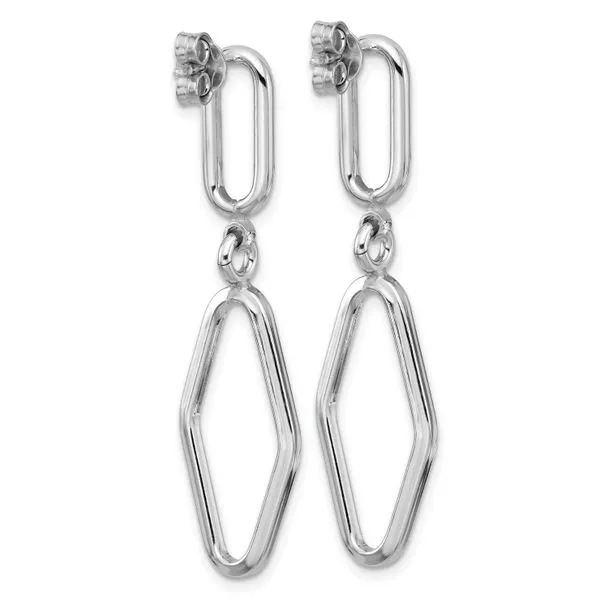 Leslie's Sterling Silver RH-plat Polish Geometric Dangle Post Earrings Image 3 Spath Jewelers Bartow, FL