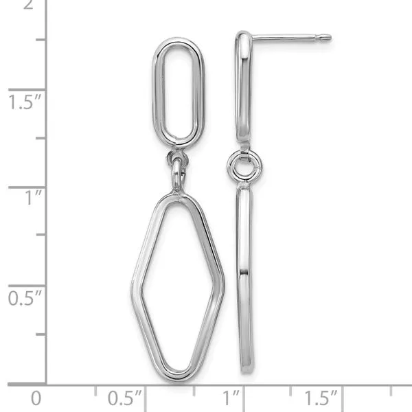 Leslie's Sterling Silver RH-plat Polish Geometric Dangle Post Earrings Image 4 Mitchell's Jewelry Norman, OK