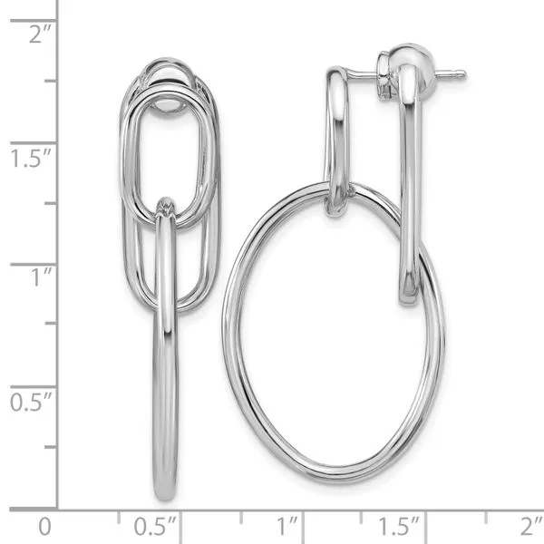 Leslie's SS RH-plated Polished Front/Back Oval Dangle Post Earrings Image 4 Graham Jewelers Wayzata, MN