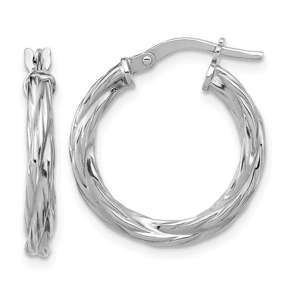 Leslie's Sterling Silver RH-plated Polished Twisted Hoop Earrings Grayson & Co. Jewelers Iron Mountain, MI