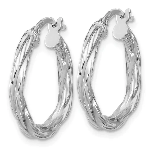 Leslie's Sterling Silver RH-plated Polished Twisted Hoop Earrings Image 2 Gaines Jewelry FLINT, MI