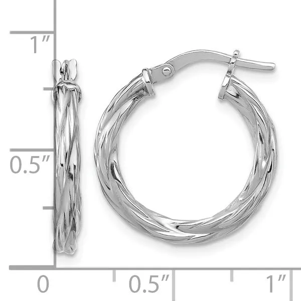 Leslie's Sterling Silver RH-plated Polished Twisted Hoop Earrings Image 4 Gaines Jewelry FLINT, MI