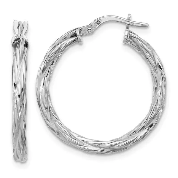 Leslie's Sterling Silver RH-plated Polished Twisted Hoop Earrings Michael's Jewelry North Wilkesboro, NC