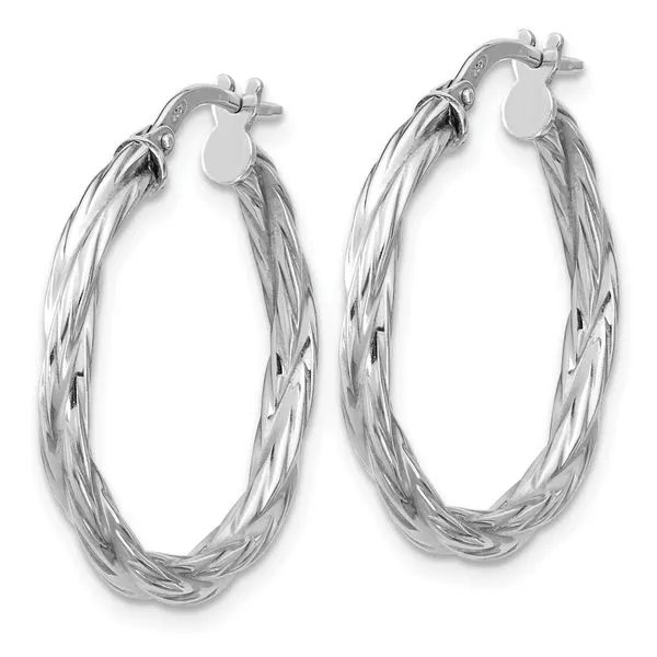 Leslie's Sterling Silver RH-plated Polished Twisted Hoop Earrings Image 2 Gaines Jewelry FLINT, MI