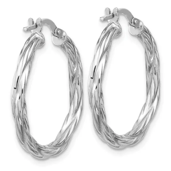 Leslie's Sterling Silver RH-plated Polished Twisted Hoop Earrings Image 3 Gaines Jewelry FLINT, MI