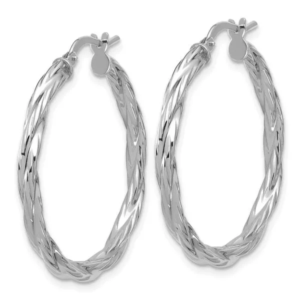 Leslie's Sterling Silver RH-plated Polished Twisted Hoop Earrings Image 2 Quantum Qarat  Phoenix, AZ
