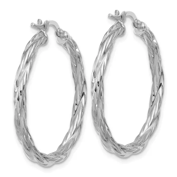 Leslie's Sterling Silver RH-plated Polished Twisted Hoop Earrings Image 3 Quantum Qarat  Phoenix, AZ