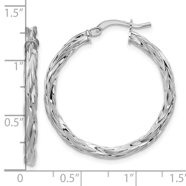 Leslie's Sterling Silver RH-plated Polished Twisted Hoop Earrings Image 4 Quantum Qarat  Phoenix, AZ