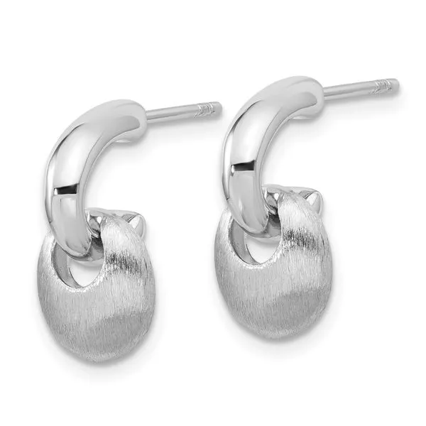 Leslie's Sterling Silver RH-plat Polish/Brush Dangle Post Earrings Image 2 Delfine's Jewelry Charleston, WV