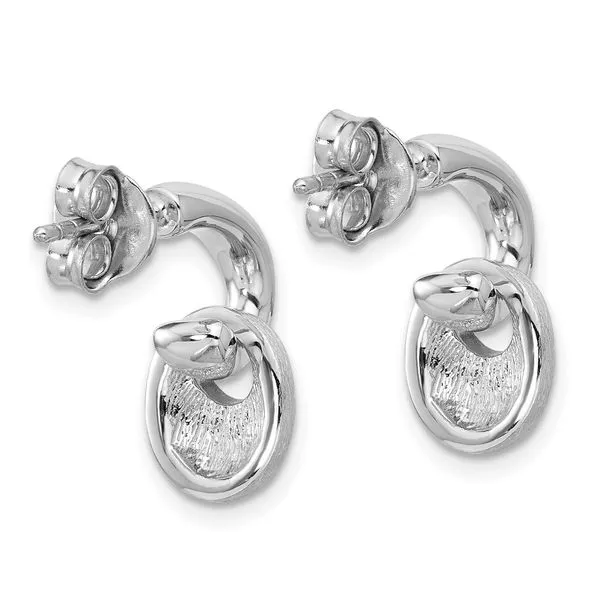 Leslie's Sterling Silver RH-plat Polish/Brush Dangle Post Earrings Image 3 Grayson & Co. Jewelers Iron Mountain, MI