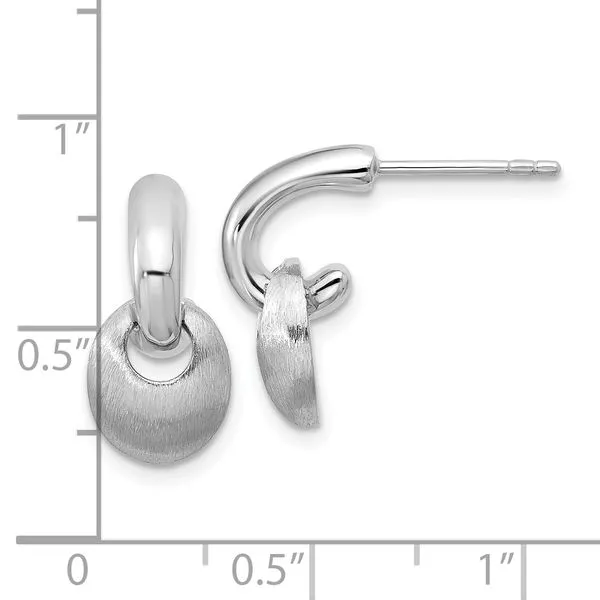 Leslie's Sterling Silver RH-plat Polish/Brush Dangle Post Earrings Image 4 Grayson & Co. Jewelers Iron Mountain, MI