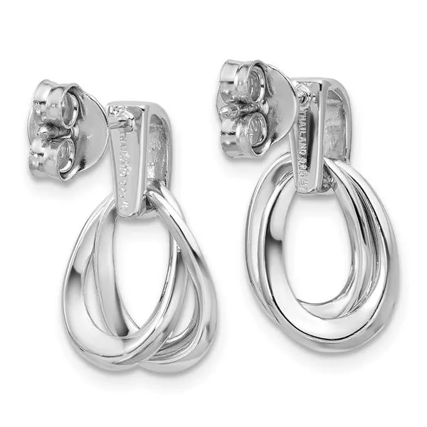 Leslie's SS RH-plated Polished/Brushed Ovals Dangle Post Earrings Image 3 Arlene's Fine Jewelry Vidalia, GA