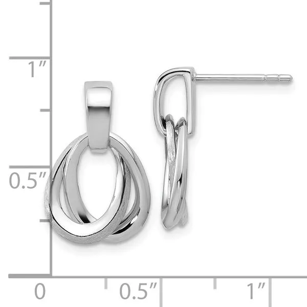 Leslie's SS RH-plated Polished/Brushed Ovals Dangle Post Earrings Image 4 Grayson & Co. Jewelers Iron Mountain, MI